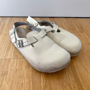 Birkenstock White Leather Tokio Super Grip Clog Strap Shoes Women’s 36, US 5/5.5